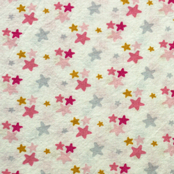 Coton étoiles roses, grises et ocres
