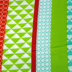 Coton patchwork anis, mint et orange