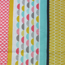 Coton patchwork corail, mint et ocre