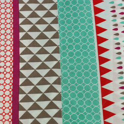 Coton patchwork taupe, corail et mint