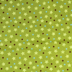 Coton vert étoiles bleues et marrons