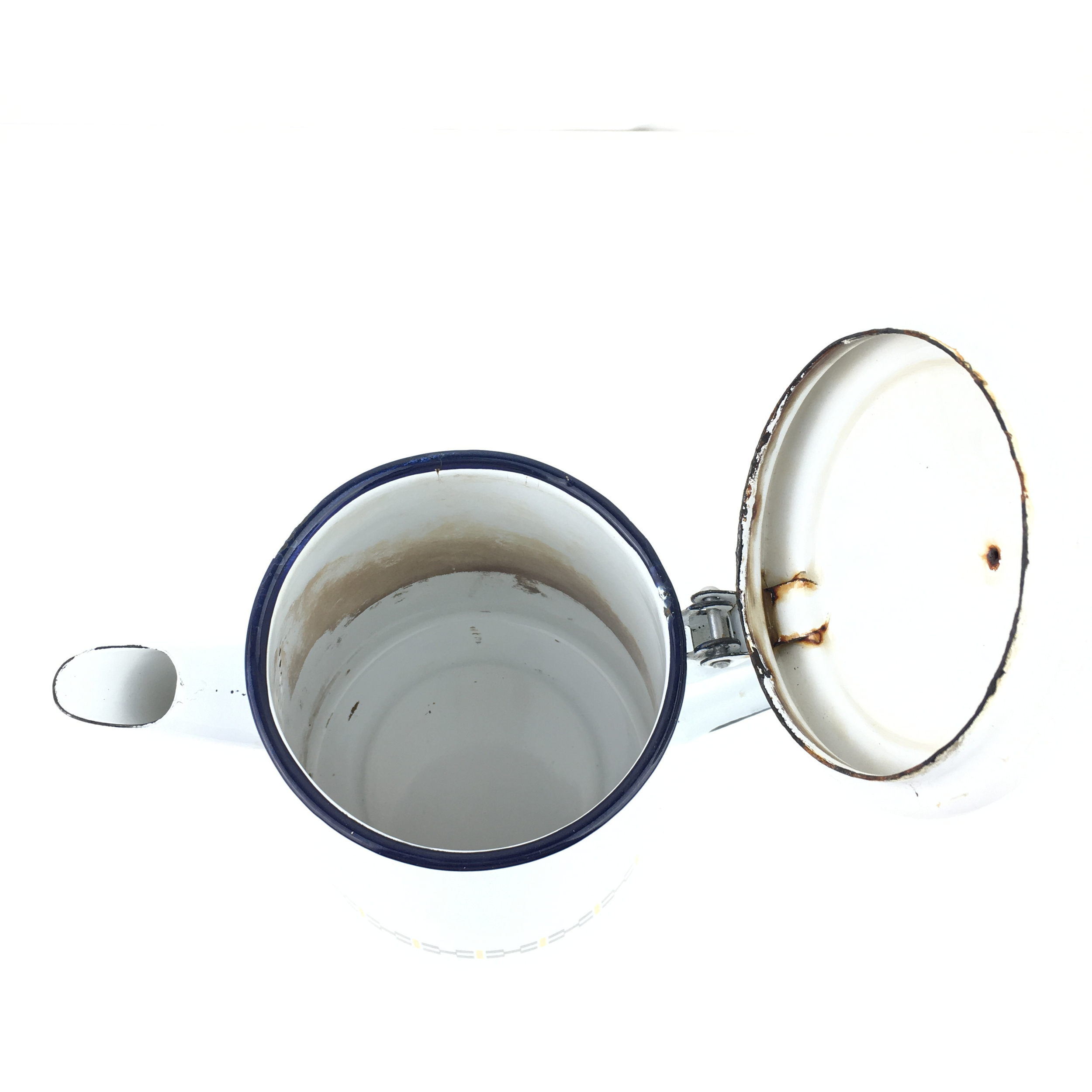 Cafetière blanche en tôle émaillée vintage et durable brocup