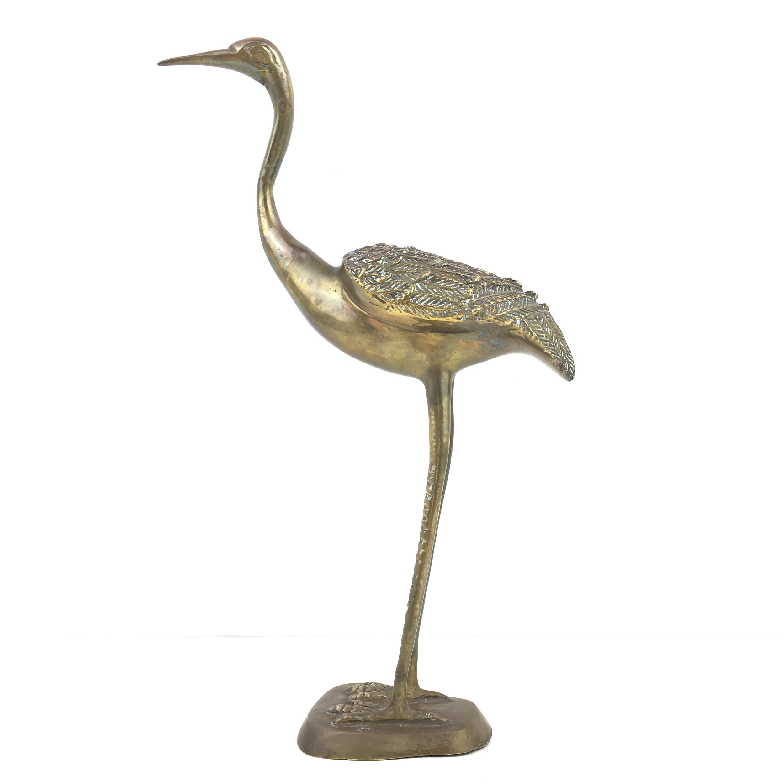 Oiseau grande aigrette laiton patiné vintage et durable broc'up