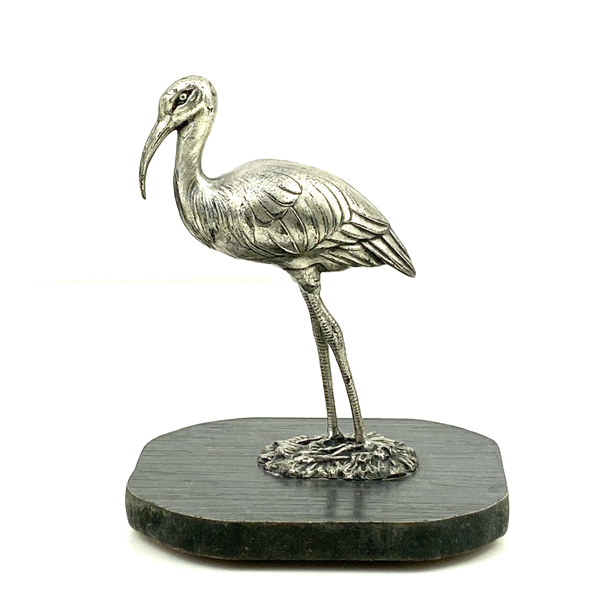 Oiseau ibis métal argenté