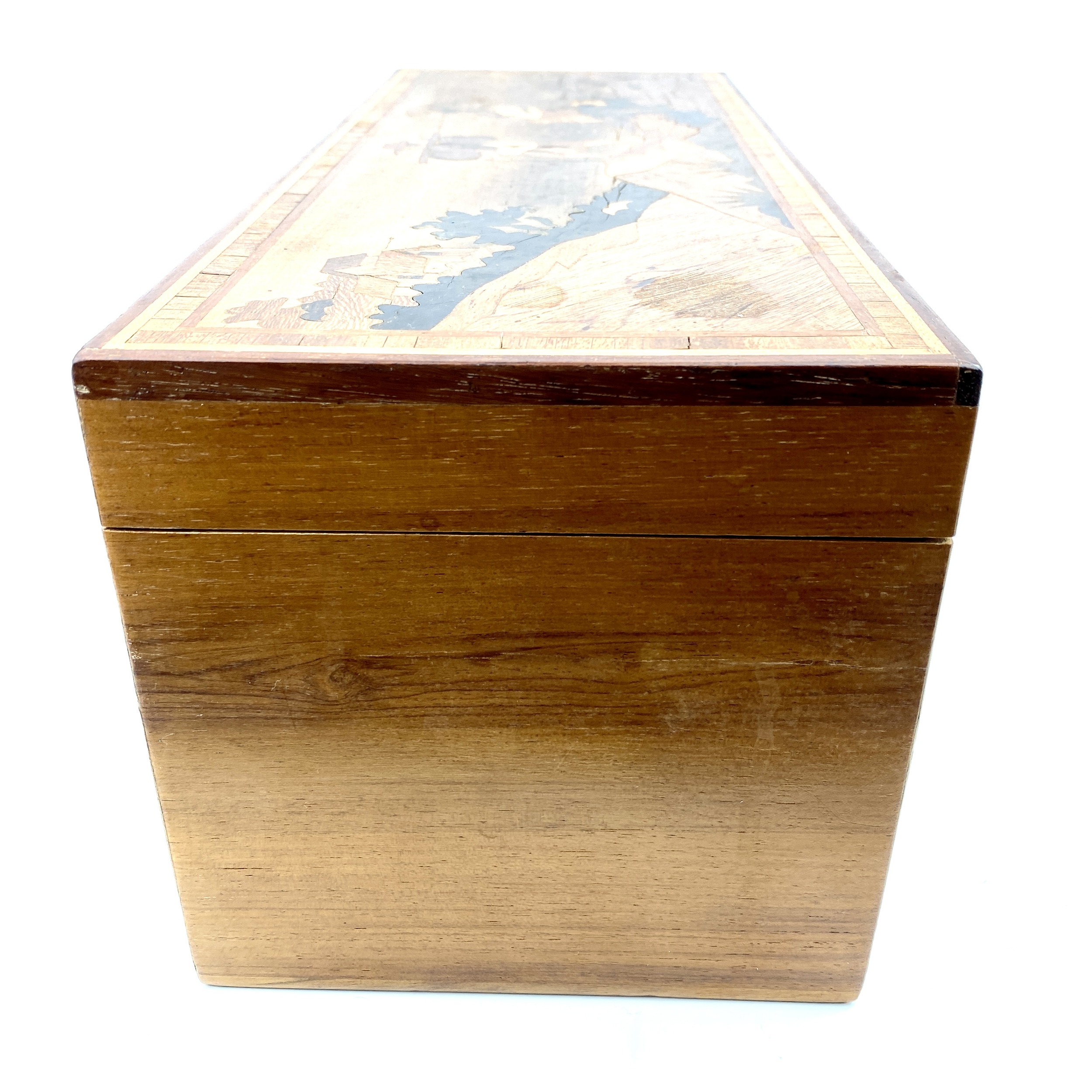Grande boîte bois marqueterie vintage et durable boutique brocup