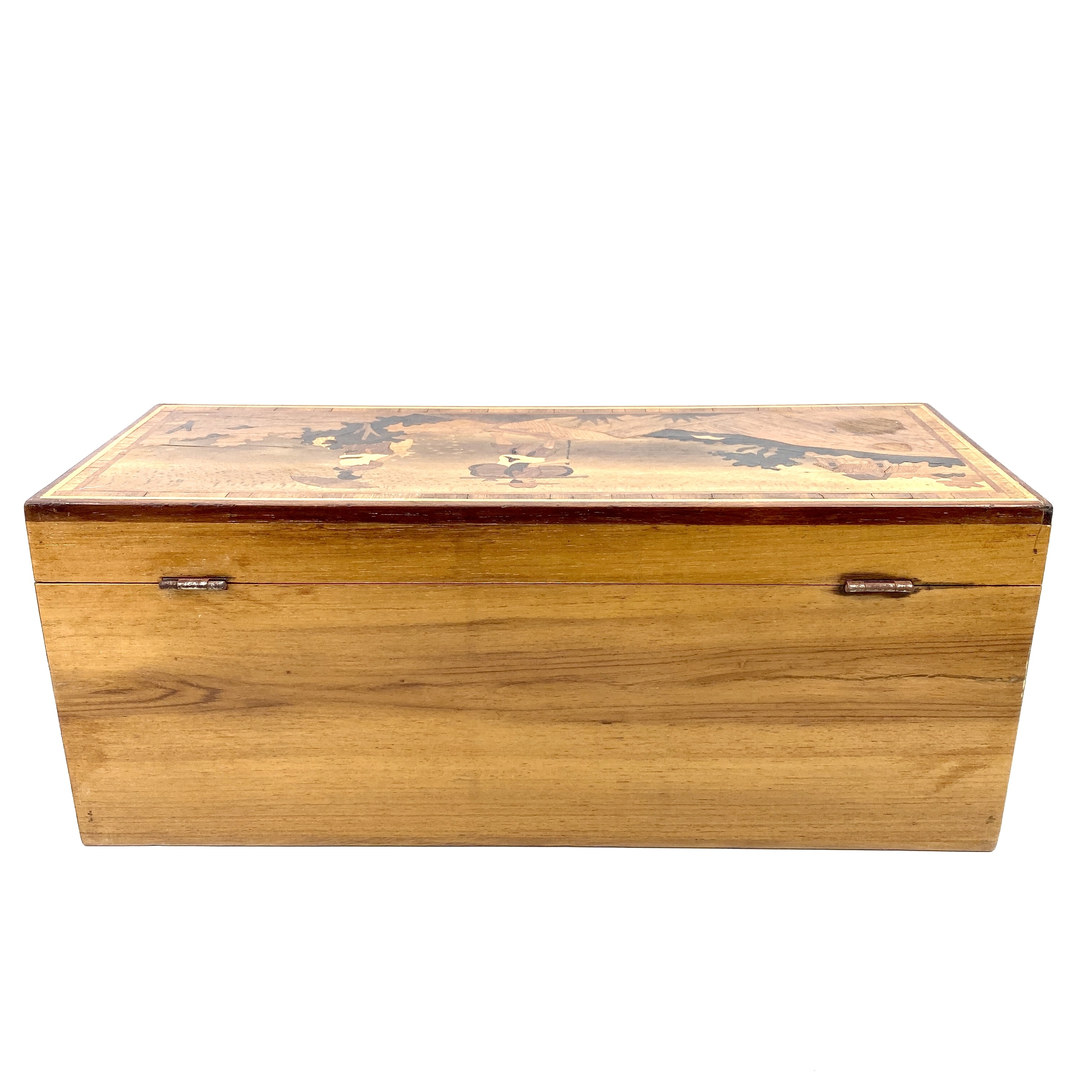 Grande boîte bois marqueterie vintage et durable boutique brocup