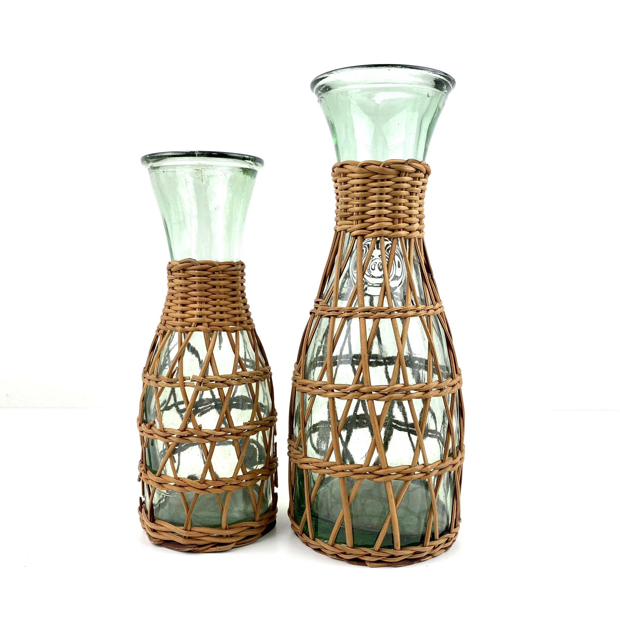 Carafes verre et osier vintage et durables