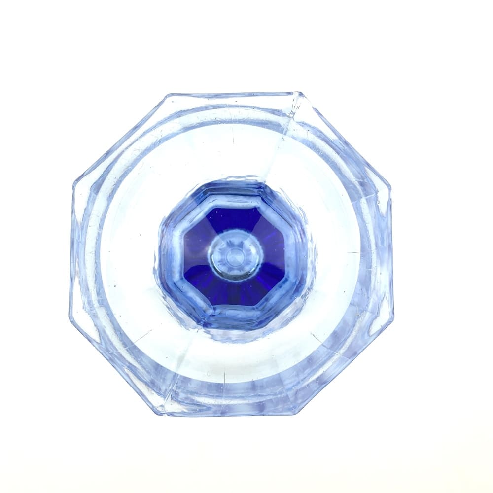 Vase verre bleu Art Déco vintage et durable | Boutique BrocUp