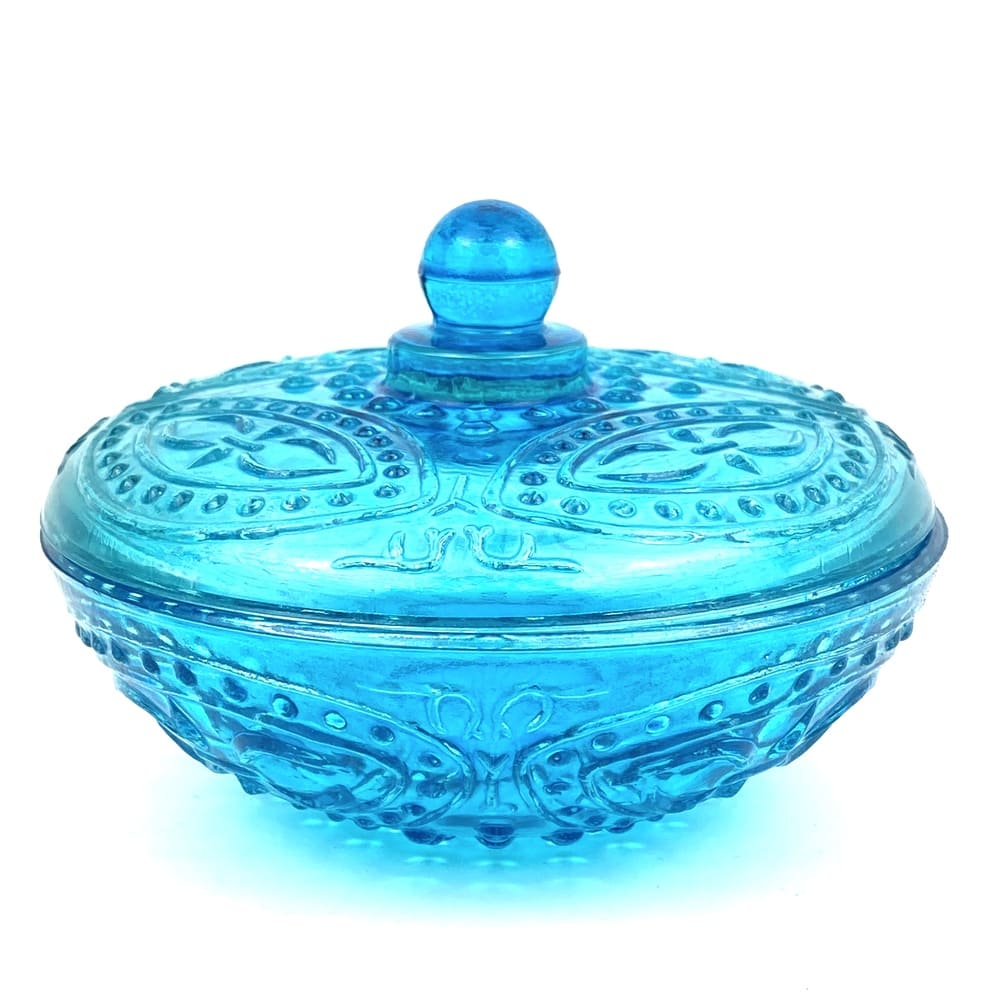 Boîte en verre bleu vintage et durable | Boutique Broc'Up