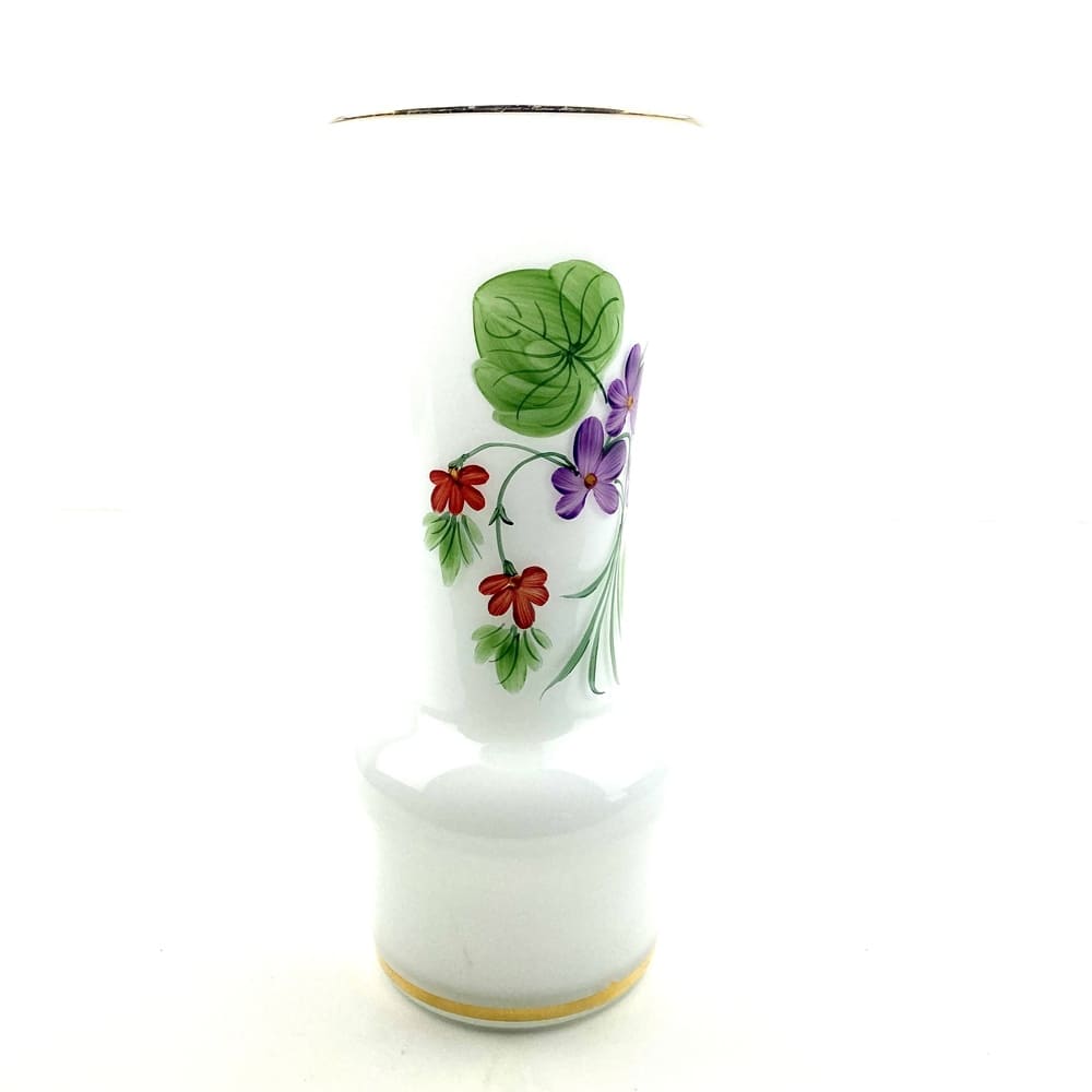 Vase opaline décor fleurs vintage et durable | Boutique BrocUp