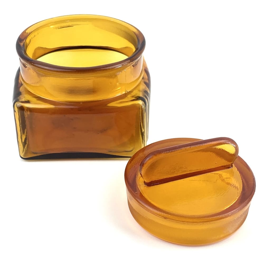 Pot carré verre ambré vintage et durable | Boutique BrocUp