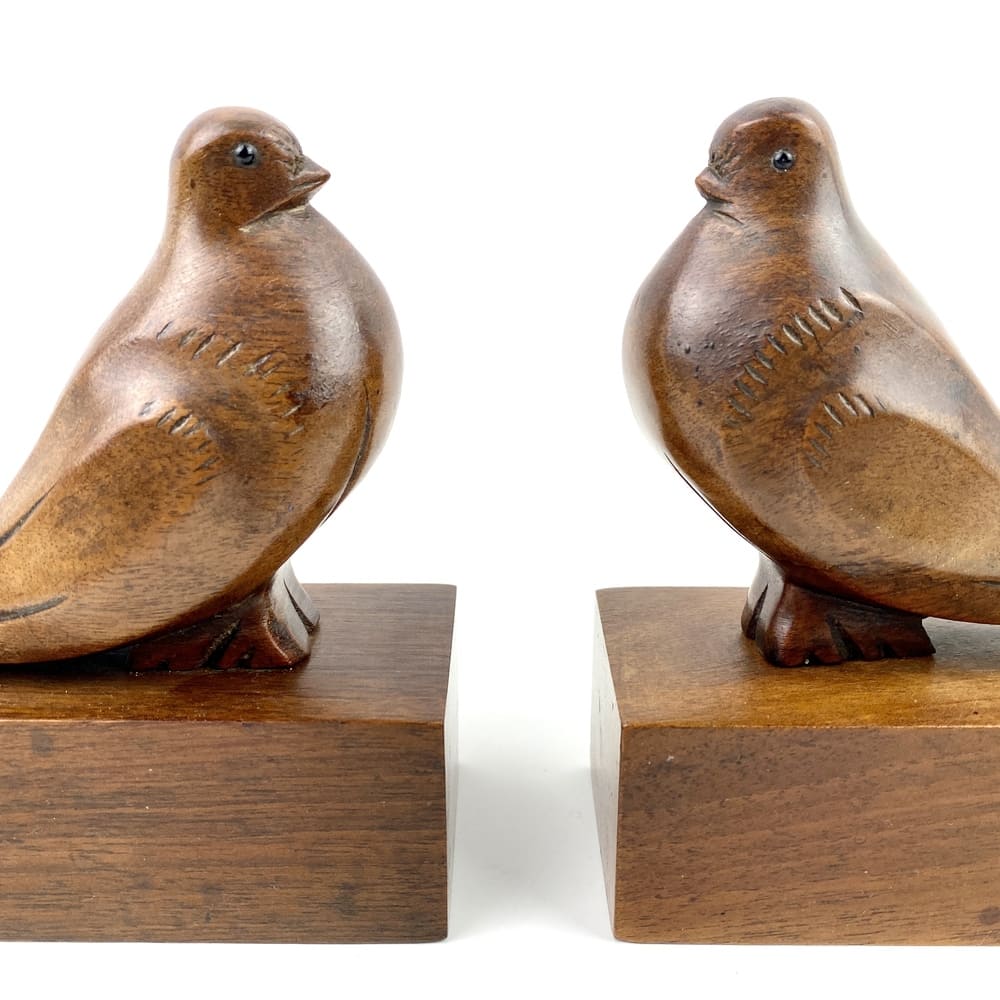 Paire de serre-livres oiseaux vintage et durable | Boutique BrocUp