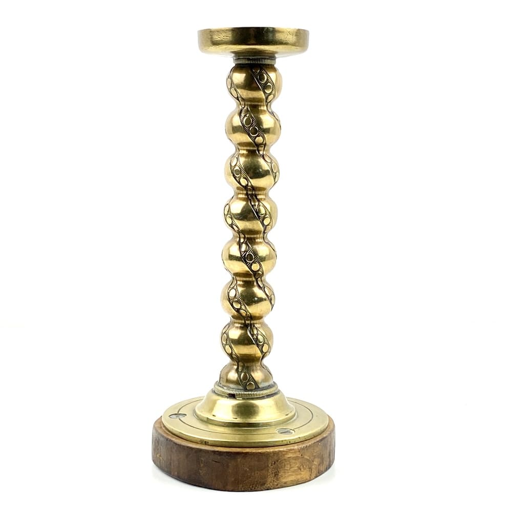 Bougeoir laiton socle bois vintage et durable | Boutique Broc'Up