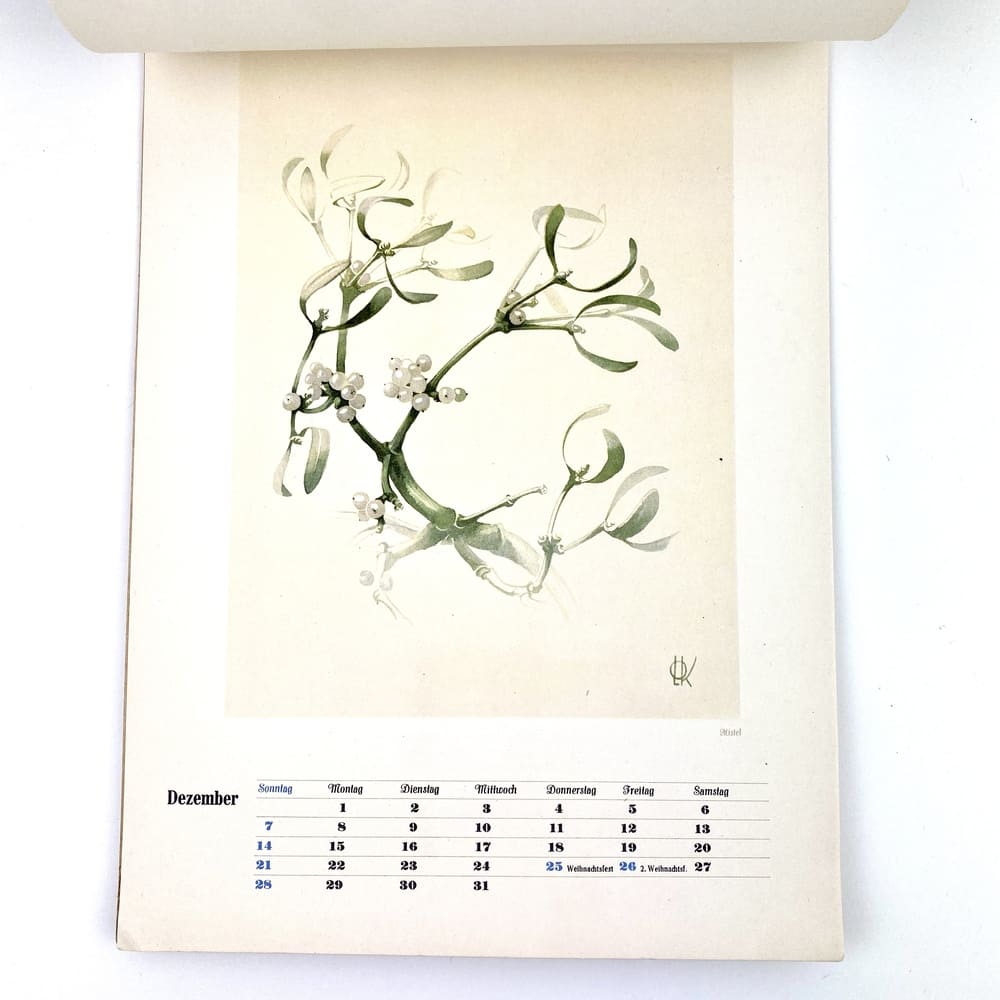 Calendrier floral allemand Blümenkalender 1952 vintage et durable | Boutique BrocUp