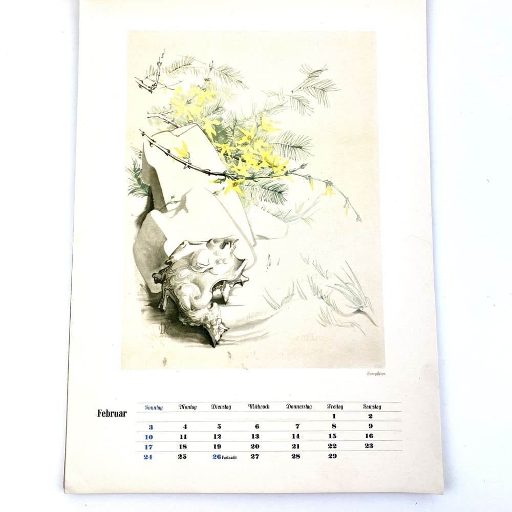 Calendrier floral allemand Blümenkalender 1952 vintage et durable | Boutique BrocUp