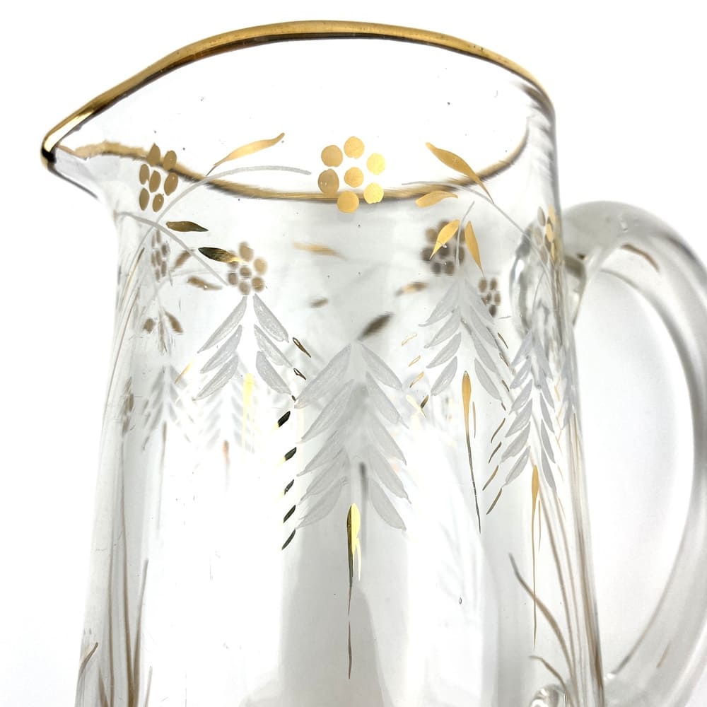 Grand pichet verre décoré vintage et durable | Boutique BrocUp