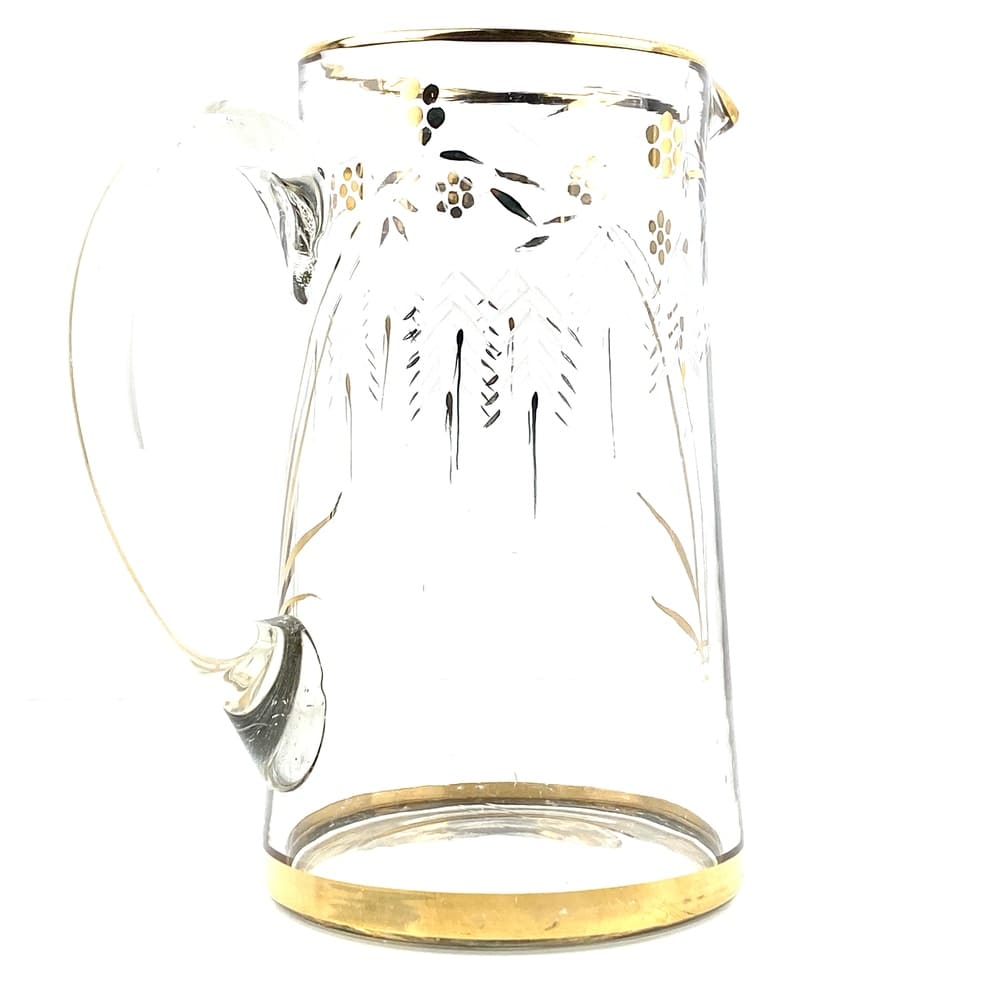 Grand pichet verre décoré vintage et durable | Boutique BrocUp