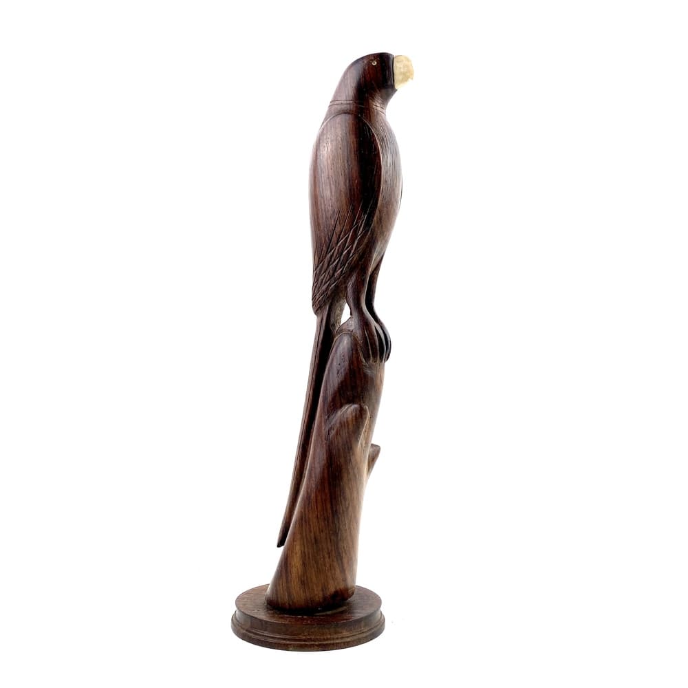 Oiseau perroquet sculpture bois vintage et durable | Boutique Broc'Up