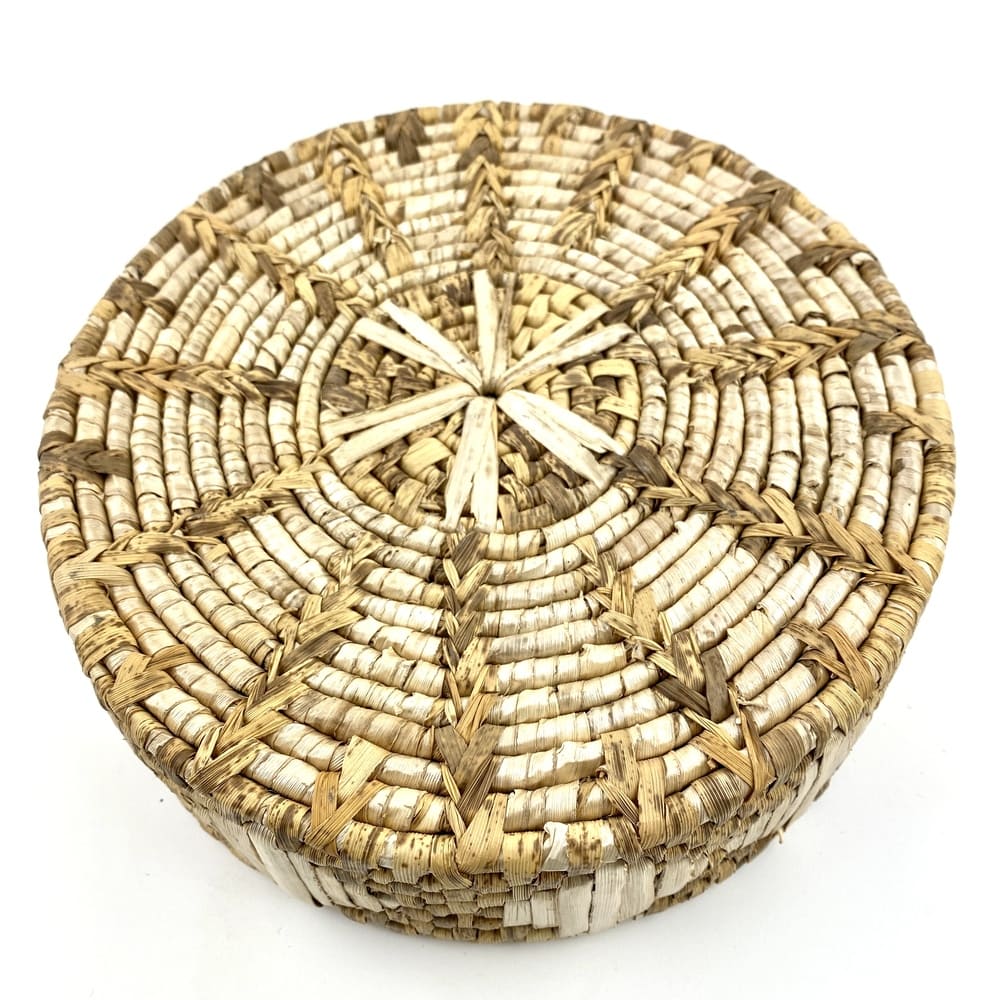 Corbeille ronde feuilles de palme vintage et durable | Boutique BrocUp