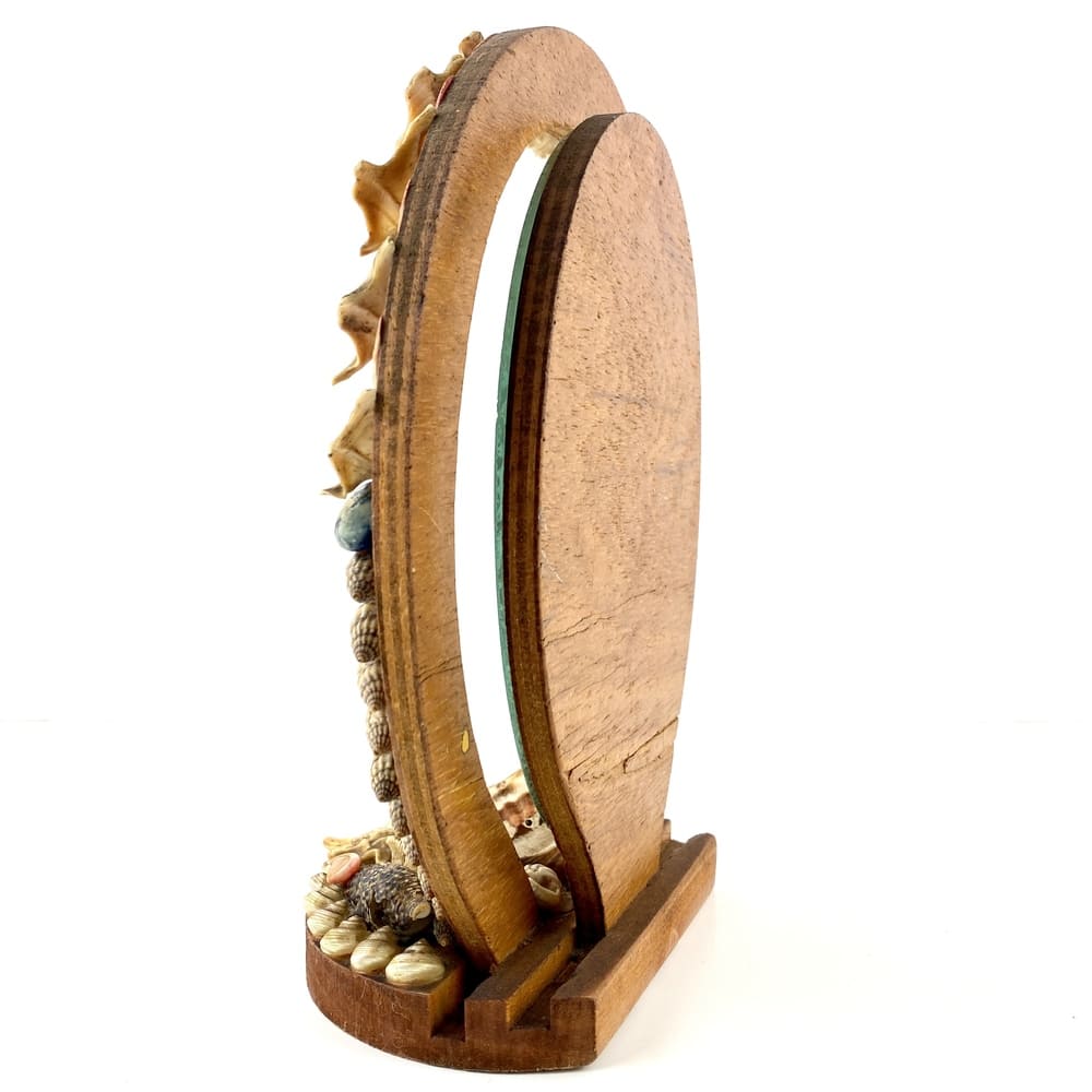 Miroir sur pied bois et coquillages vintage et durable | Boutique BrocUp