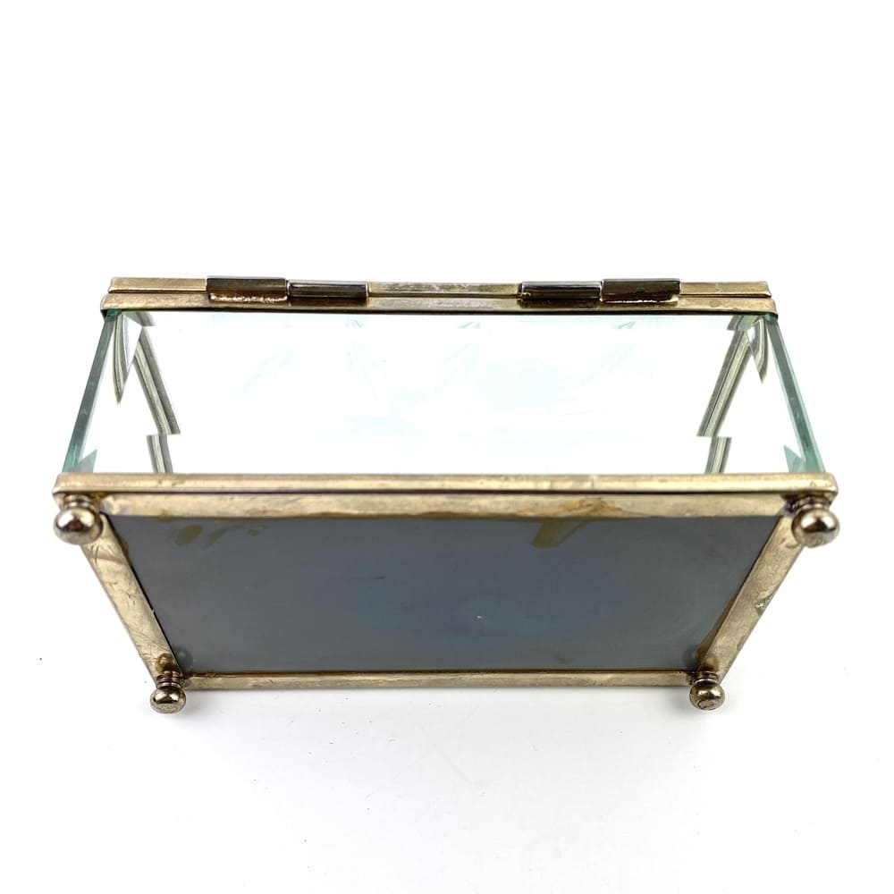 Boîte miroir, laiton et verre gravé vintage et durable | Boutique BrocUp