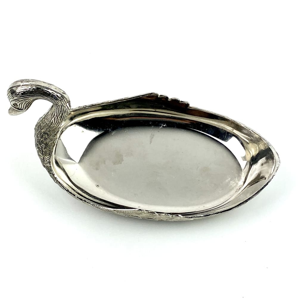 Vide-poches cygne métal argenté vintage et durable | Boutique BrocUp
