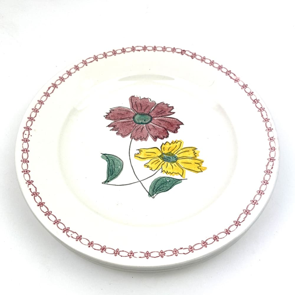 Assiettes faïence fleurs vintage et durables | Boutique BrocUp