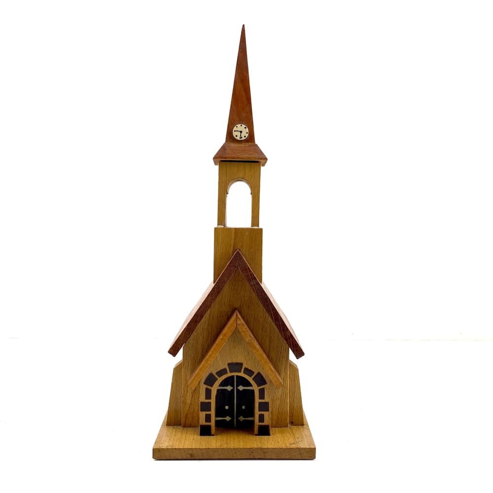 Tirelire église en bois vintage et durable | Boutique BrocUp