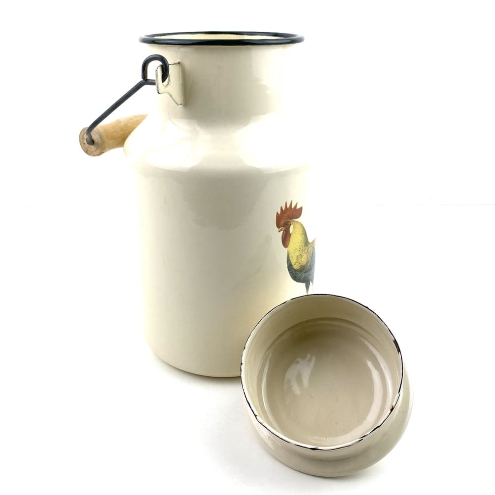 Grand bidon à lait coq vintage et durable | Boutique BrocUp