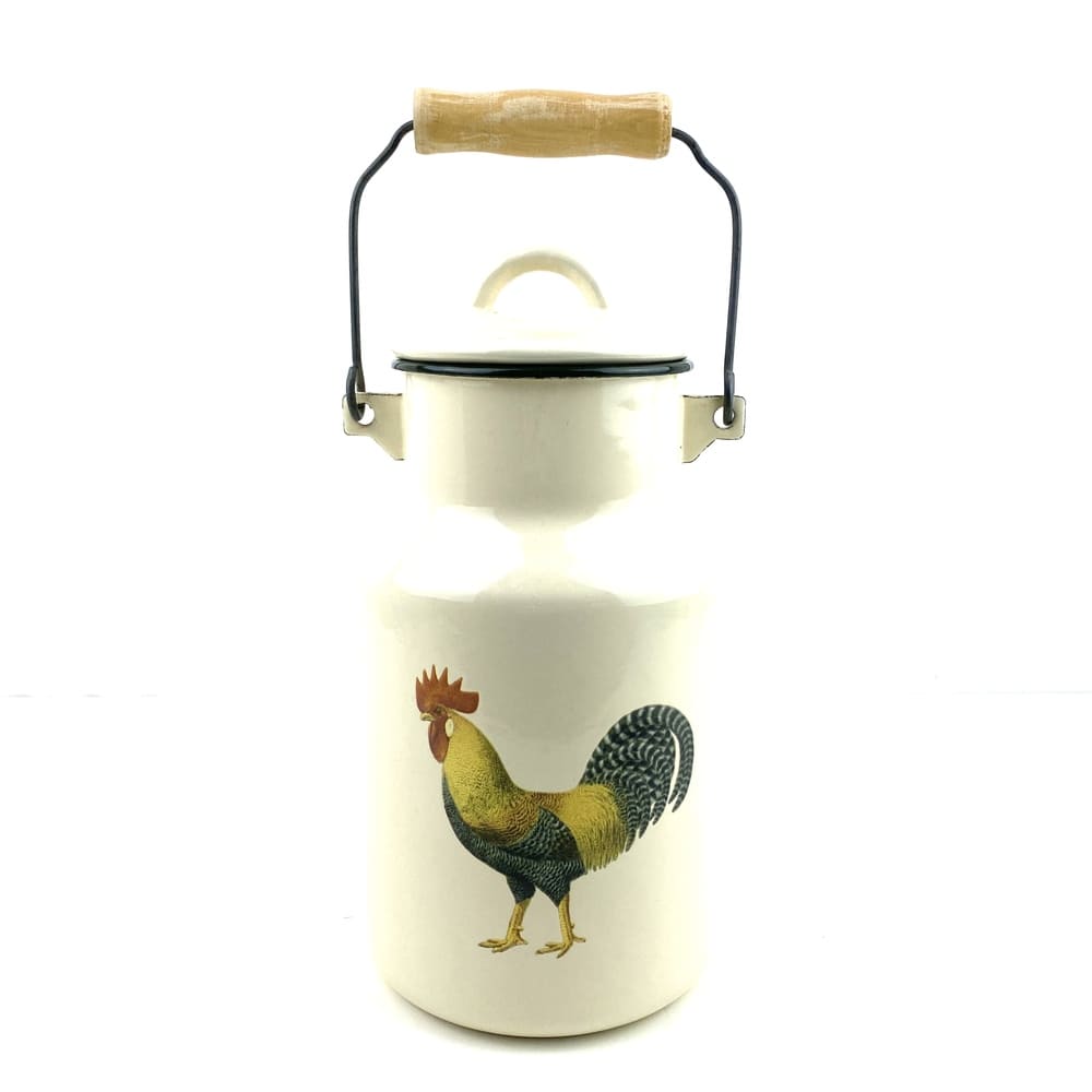 Grand bidon à lait coq vintage et durable | Boutique Broc'Up