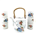 Service à thé porcelaine fleurs vintage et durable boutique broc'up