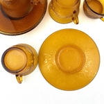 Set de tasses et soucoupes verre ambré vintage et durable boutique brocup
