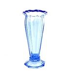 Vase verre bleu Art Déco vintage et durable | Boutique Broc'Up