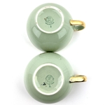 Tête à tête vert tasses et soucoupe vintage et durable | Boutique BrocUp