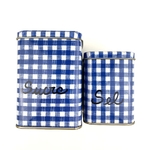 Boîtes à épices vichy bleu vintage et durable | Boutique BrocUp