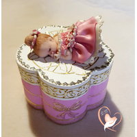 Boîte à dents de lait ou à dragées en forme de fleur bébé fille - au coeur des arts