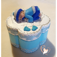 Boîte à dent de lait ou à dragées bébé garçon bleu  - au coeur des arts