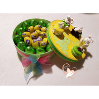 Boîte à biscuits ou chocolats, jaune et verte - au cœur des arts