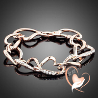 Bracelet cœur entrelacés plaqué or rose et cristal - au coeur des arts