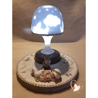 Veilleuse lampe lumineuse sur socle en bois bebe garçon - au coeur des arts