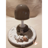 Veilleuse lampe lumineuse sur socle en bois bebe garçon - au coeur des arts
