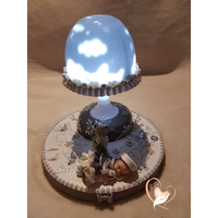 Lampe de chevet Veilleuse lumineuse sur socle en bois bébé fille- au coeur des arts
