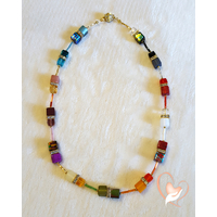 Collier perles polaris multicolore plaqué or