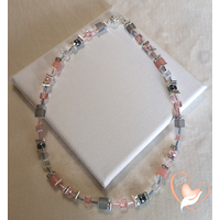Collier Melody rose pâle et gris - au coeur des arts