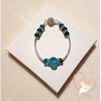 Bracelet tubes argentés bleu turquoise- au coeur des arts