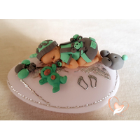 Veilleuse galet lumineux bébé garçon shun vert et gris
