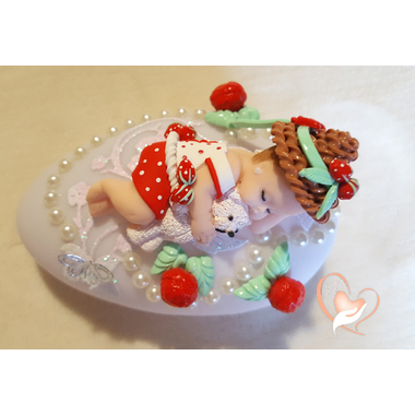 63-Veilleuse galet lumineux bebe fille charlotte aux fraises- au coeur des arts