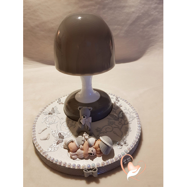 110-au coeur des arts-Veilleuse lampe lumineuse sur socle en bois bebe garçon