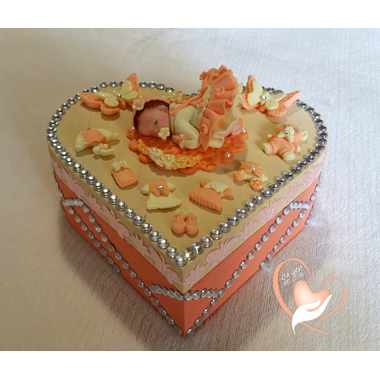Boîte de naissance pêche et vanille - au coeur des arts