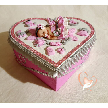 26-Boîte de naissance rose et blanche- au coeur des arts